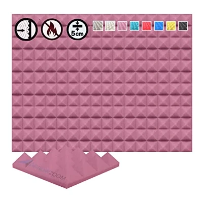Image of Arrowzoom 12 Acoustic Panels Pyramid Sound Absorbing Treatment Tiles 25x25x5cm Recording Studio Noise Cancellation 26kg/m3 High Density Acoustical Dampening Fire Retardant 1034 BURGUNDY