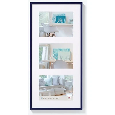 Image of walther Design Picture Frame Blue 3x 10x15 cm Gallery with PassepArtout, New Lifestyle Plastic KV315L