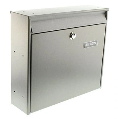 Image of Burg Wächter Borkum 3877 Ni Stainless Steel Post Box Letter Mail Flap Stopper with Holes A4 Slot in,