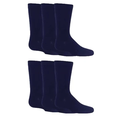 Image of SockShop Kids Bamboo School Socks Boys Girls Plain Striped Breathable, Soft, Cooling Comfort Cuff Smooth Toe Seams 6 Pairs Navy 4 5.5 (13 14 Years)