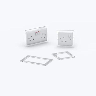 Image of Double/Single Socket Switch Surround/Acrylic Finger Plate Minimalist Design (Single, Clear)