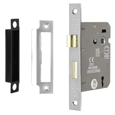 Image of Decoranddecor Sash Mortice Door Lock with Keys 2.5inc /64mm Polished Chrome Fire Rated UKCA &amp; CE Approved