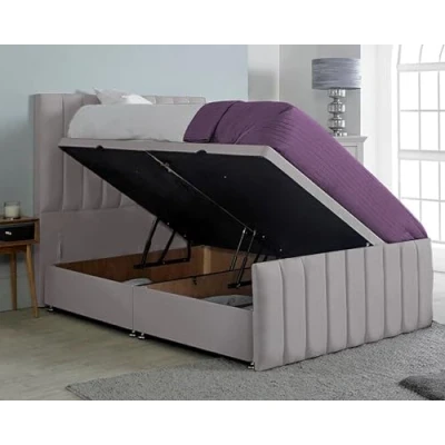 Image of ComfoRest, 3FT Single Ottoman Bed Side Lift, NO MATTRESS (Ottoman with Storage + 54 Inch Headboard), Silver Plush