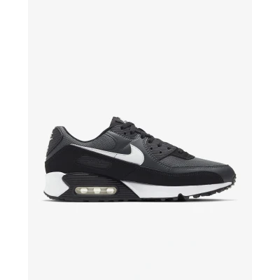 Image of Nike Sportswear AIR MAX 90 Trainers, Men&#039;s, Size: 6, Black/white/metallic silver Leather and textile