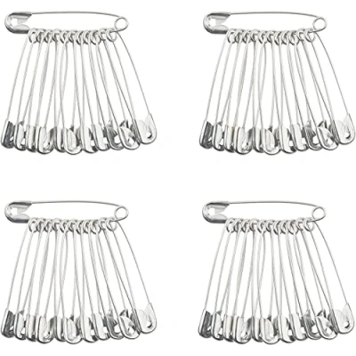 Image of 55mm Safety Pins, Pack of 48, Nickel Plated, Clothes Arts Crafts Sewing Hemming Textile Fabric Baby Clothing