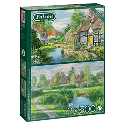 Image of Jumbo, Falcon de luxe Riverside Cottages, Jigsaw Puzzles for Adults, 2 x 500 Piece