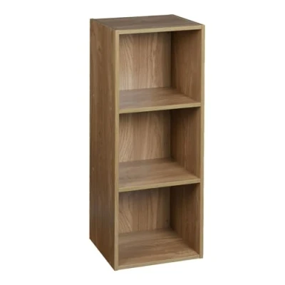 Image of URBNLIVING Tier Wooden Bookcase Shelving Display Storage Shelf Unit Wood Shelves (Oak, 3 Shelf)
