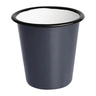 Image of Olympia Enamel Grey Black Tumbler 310Ml 11Oz Water Whiskey Drinking Glass 6pc