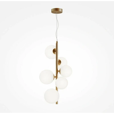 Image of Maytoni Dallas Modern 6 Light Globe Pendant Ceiling Gold, Matte White Shade, G9