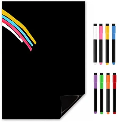 Image of TMS Blackboard Magnet for Fridge A4 Magnetic Chalk Board Sheet with Dry Wipe Colour Pens Black Memo Kitchen Notice Notes, Reminders or Weekly Meal Planner [30 x 21cm]