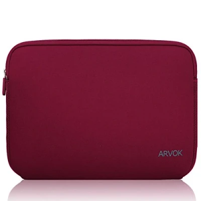 Image of Arvok 13 14 Inch Laptop Sleeve Multi color &amp; Size Choices Case/Water resistant Neoprene Notebook Computer Pocket Tablet Briefcase Carrying Bag/Pouch Skin Cover For Acer/Asus/Dell/Lenovo, Wine Red