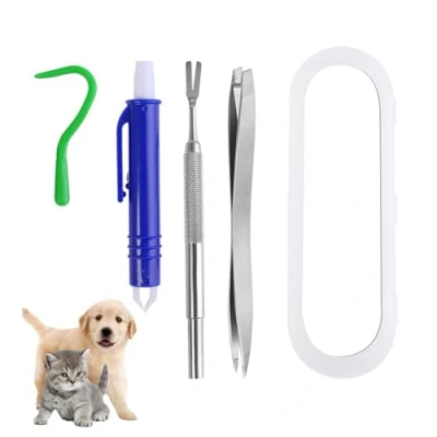 Image of WUBAYI 4 Pcs Tick Remover Tool Set, for Dogs, Cats, Horses and Other Pets, Multifunctional Dog