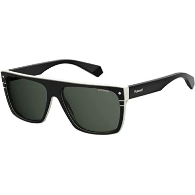 Image of Polaroid Rectangle Mens Black Ivory Grey Polarized Sunglasses One Size