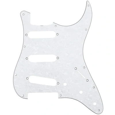 Image of Musiclily Pro 11 Hole 62 Strat SSS Guitar Pickguard for MIJ JPN Japan Stratocaster,4Ply White Pearl