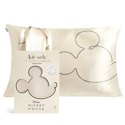 Image of Mickey/Minnie x Kitsch Satin Pillowcase with Zipper Softer Than Silk Pillow Cases for Hair &amp; Skin Cooling Covers Standard Size (Mr. Mouse, 1 Pack)