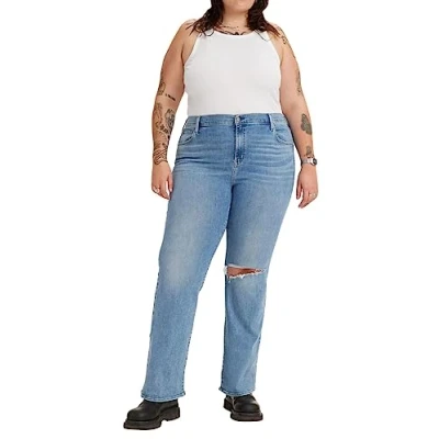 Image of Levi&#039;s Women&#039;s Plus Size 726 High Rise Flare Jeans, Medium Indigo Destructed, 22 S