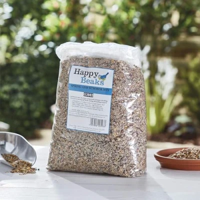 Image of Happy Beaks Premium Wild Bird Food Spring &amp; Summer Seed Mix High Energy Feed for Garden Birds (12.75kg)