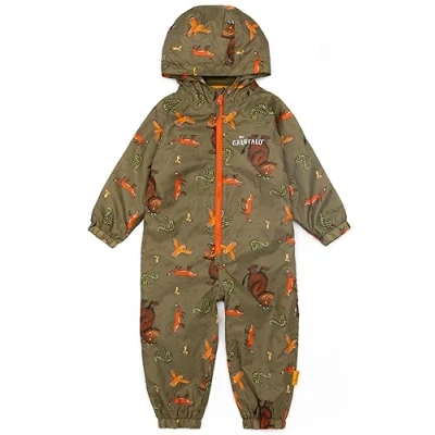 Image of The Gruffalo Kids Puddle Suit All In One Waterproof Raincoat for Girls &amp; Boys Multicoloured Hooded Rain Long Sleeve with Cuffs Walking Jacket Fun Merchandise Gift Children Toddlers