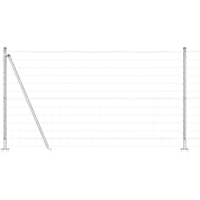 Image of vidaXL Euro Fence with 13 Flanged Posts 1.2x25 m Galvanised Steel