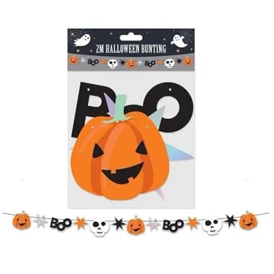 Image of Happy Halloween Banner Bunting Party Decoration Hanging Decors Garlands Trick 2M (Pumpkin)