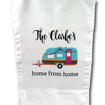 Image of The T Bird Personalised caravan tea towel home from kitchen gift 2nd anniversary present cotton camping lover decor holiday