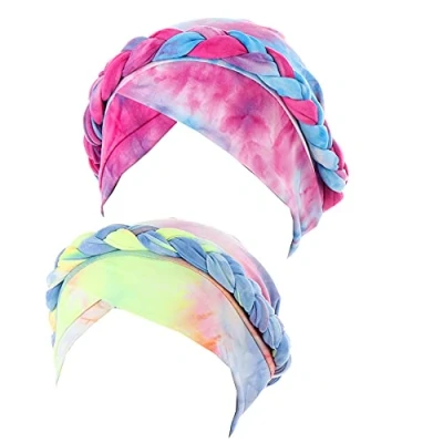Image of JDYaoYing 2pcs Chemo Cancer Turbans for Women Braid Turban Cap Headwrap Head Scarf Beanie