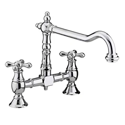 Image of Bristan K BRSNK C Colonial Bridge Kitchen Sink Mixer Tap with Swivel Spout, Chrome