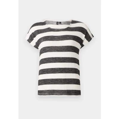 Image of Vero Moda Vmwide Stripe Print Tshirt, Women&#039;s, Size: Large, Black/snow white