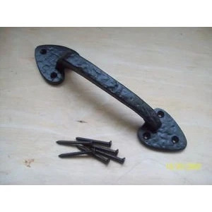 Image of Ironmongery World 210mm Black Antique Cast Iron Ornate Fancy Door Pull Handle
