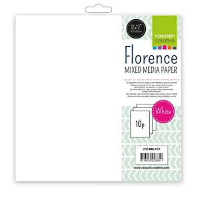 Image of Florence Mixed Media Paper 12 x inch 10 Sheets White 240 GSM Watercolour for Wet and Dry Techniques
