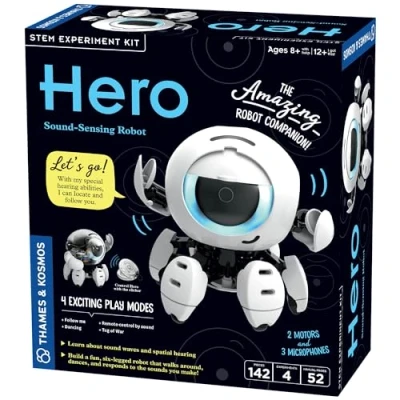 Image of Thames &amp; Kosmos Hero: Sound Sensing Robot, Kids Science Kit, Learning Resources for Waves and Spatial Hearing, STEM Toys Experiments, Age 8+ with Help 12+ Alone