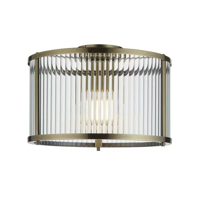 Image of Ridgeton Decorative Flush Ceiling Lamp Antique Brass