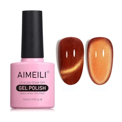Image of AIMEILI Magnetic Gel Nail Polish Cat Magnet Eye Polish, UV LED Soak Off Glitter Varnish Art Manicure Pedicure, Long Lasting &amp; Easy to Apply 10ml 729