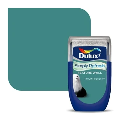 Image of Dulux Simply Refresh Feature Wall Matt Emulsion Paint Proud Peacock 30ML, Tester, 5569269