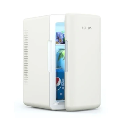 Image of AstroAI Mini Fridge 6 Litre / 8 Can Cooler and Warmer AC/DC Small for Bedrooms, Car, Drinks, Beauty, Skincare, Travel (Beige)
