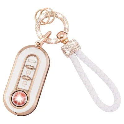 Image of XdealCozyxc Car Key Full Cover for Fiat, TPU Protection Case Compatible with Fiat 500C/500L/500X,Bravo,Fiorino,Punto,Panda,Qubo,Stilo