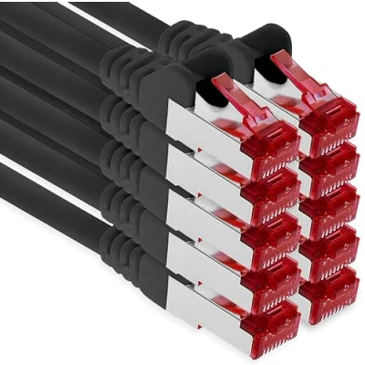 Image of 1m Cat6 Lan Ethernet Cable Patch Network Cat 6 1000 Mbit/s RJ45 Plug Internet for TV Computer switch Gaming etc. black 10 pieces