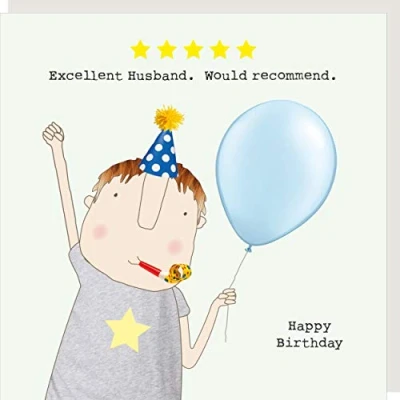 Image of Rosie Made A Thing Five Star Husband Birthday Card Humour Greeting Cards FSR14