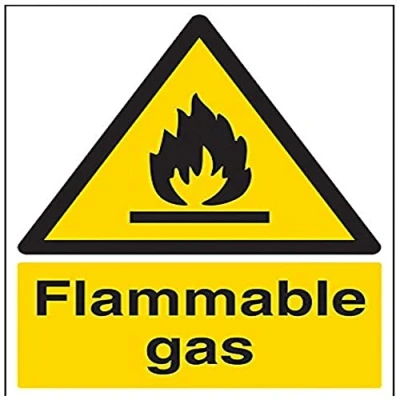 Image of V Safety Flammable Gas Warning Sign 300mm x 400mm Self Adhesive Vinyl