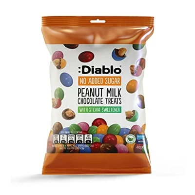 Image of Diablo Peanut Milk Chocolate Treats No Added Sugar Sweetened with Stevia Diabetic Hamper Basket Available Perfect for Gifting 40g (Pack Of 3)