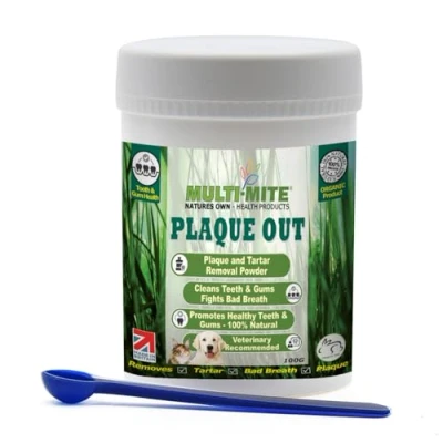 Image of Plaque OUT 100G Pot Tartar Off Remover,100% Natural &amp; Organic Bad Breath Teeth Gum Care for Dogs, Cats