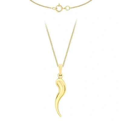 Image of Carissima Gold Women&#039;s 9ct Yellow Medium Horn Pendant on Curb Chain Necklace of 46cm/18&quot;