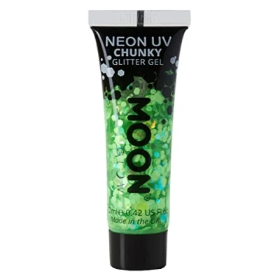 Image of Neon UV Face &amp; Body Chunky Glitter Gel 12ml Green
