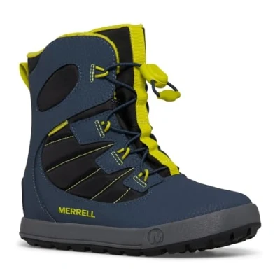 Image of Merrell Unisex Winter boots for kids, Size: 3, Navy/lime Leather and textile