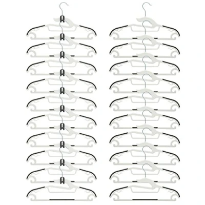 Image of EYEPOWER 20 Anti slip Coathanger 10 Hook Organiser Rubberised, Space saving Plastic Hangers White