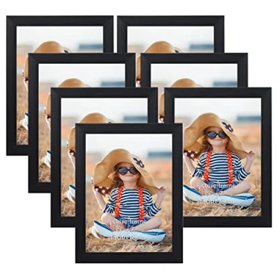 Image of EXYGLO 7x5 Photo Frames Set of 7, Black Picture Frame for Wall and Tabletop Diaplay Ideal Living Room, Bedroom, Hallway or Office