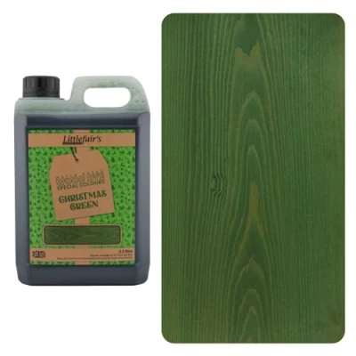 Image of Littlefair&#039;s Water Based Wood Dye Special Colours Range Indoor and Outdoor Use Environmentally Friendly Christmas Green (2.5ltr)