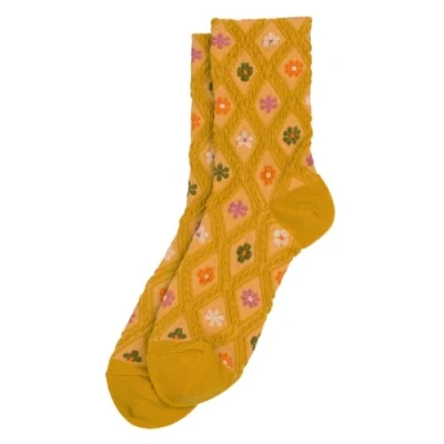 Image of JOE COOL Socks Embossed Floral Emblem Made With Cotton &amp; Spandex