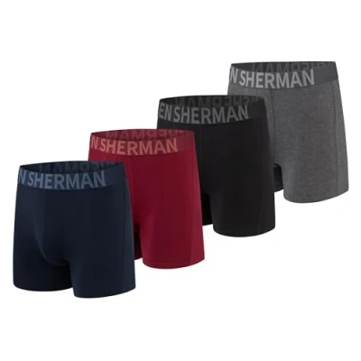 Image of Ben Sherman Men&#039;s Micro Modal Boxer Briefs Underwear Lux Moisture Wicking, Ultra Soft, Breathable &amp; Comfortable, Navy/Red/Black/Grey, M