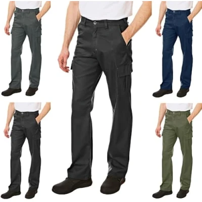 Image of Lee Cooper Men&#039;s LCPNT205 Heavy Duty Easy Care Multi Pocket Work Safety Classic Cargo Pants Trousers, Black, 30W / 33L